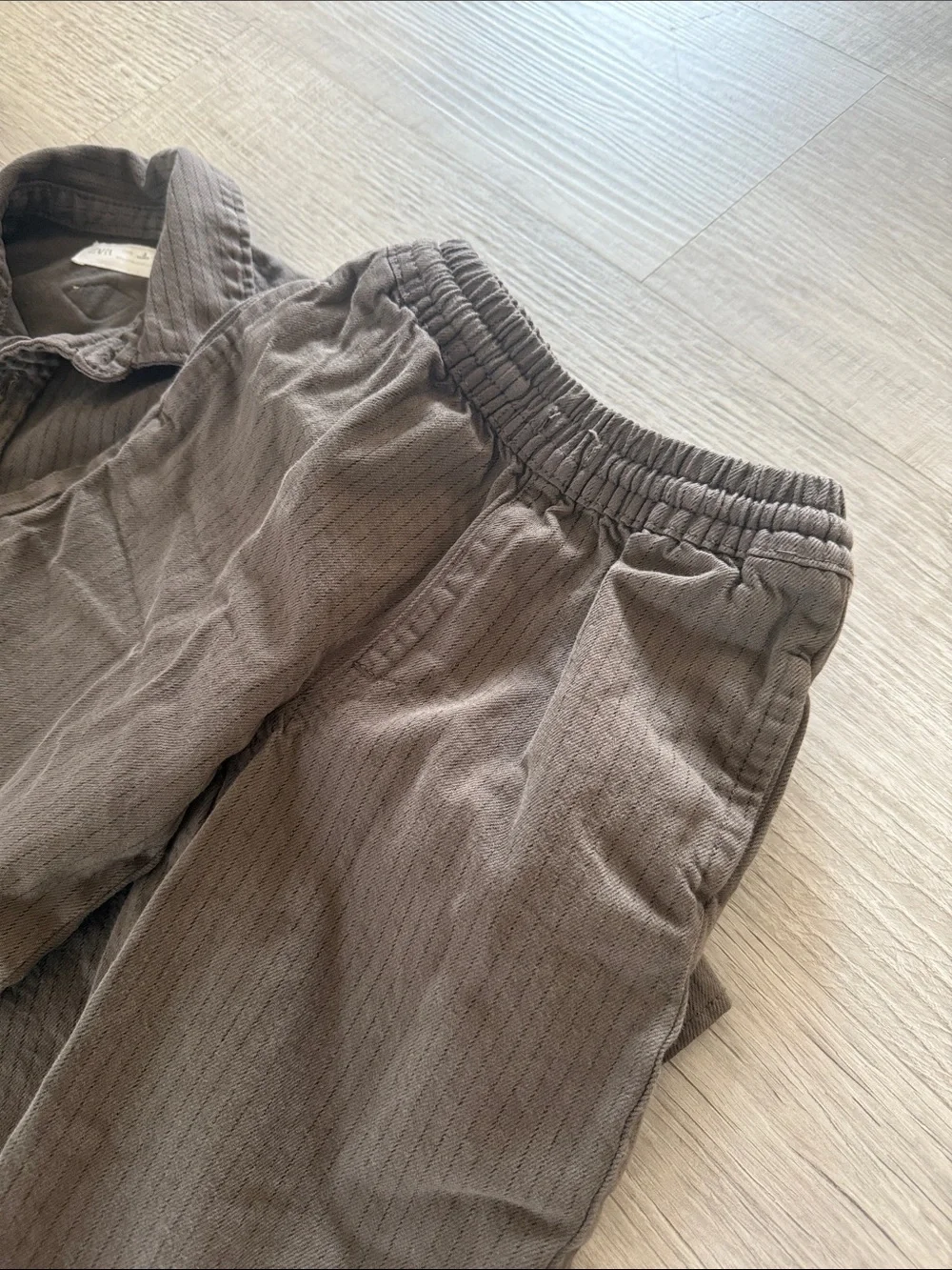 Zara Olive green pin striped Set